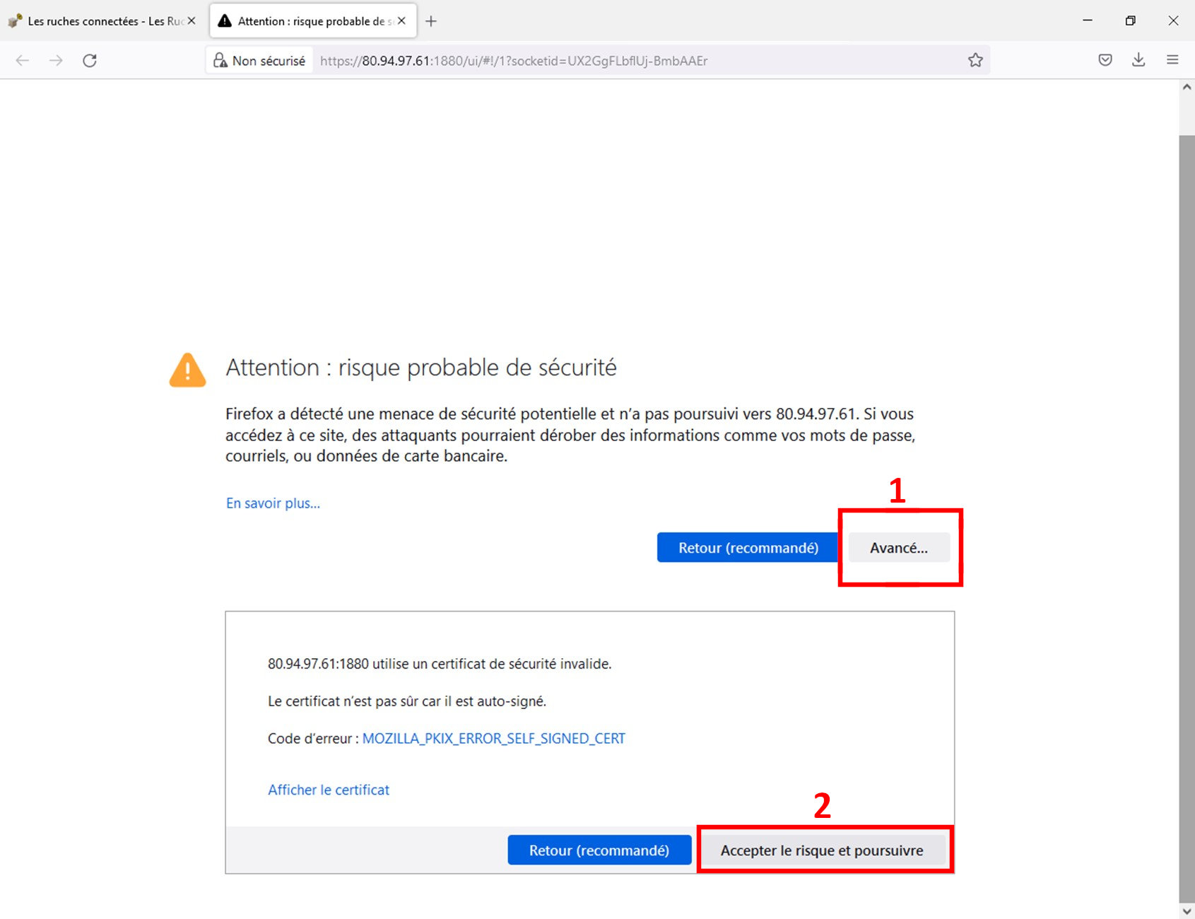 Acceptation du certificat SSL dans Mozilla Firefox