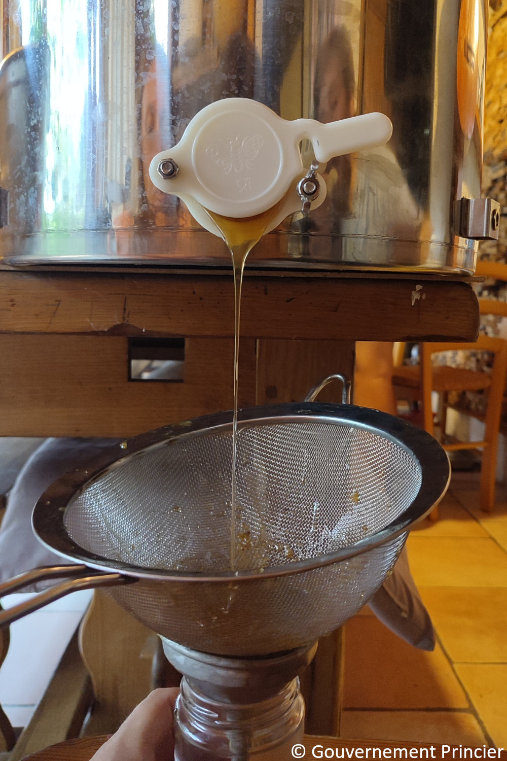 Récupération du miel à l'issue de la centrifugation